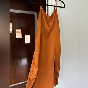 Abercrombie copper colored Satin Midi Dress